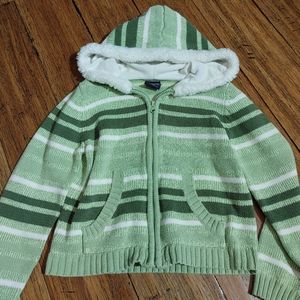 Green stripe sweater jacket 7/8